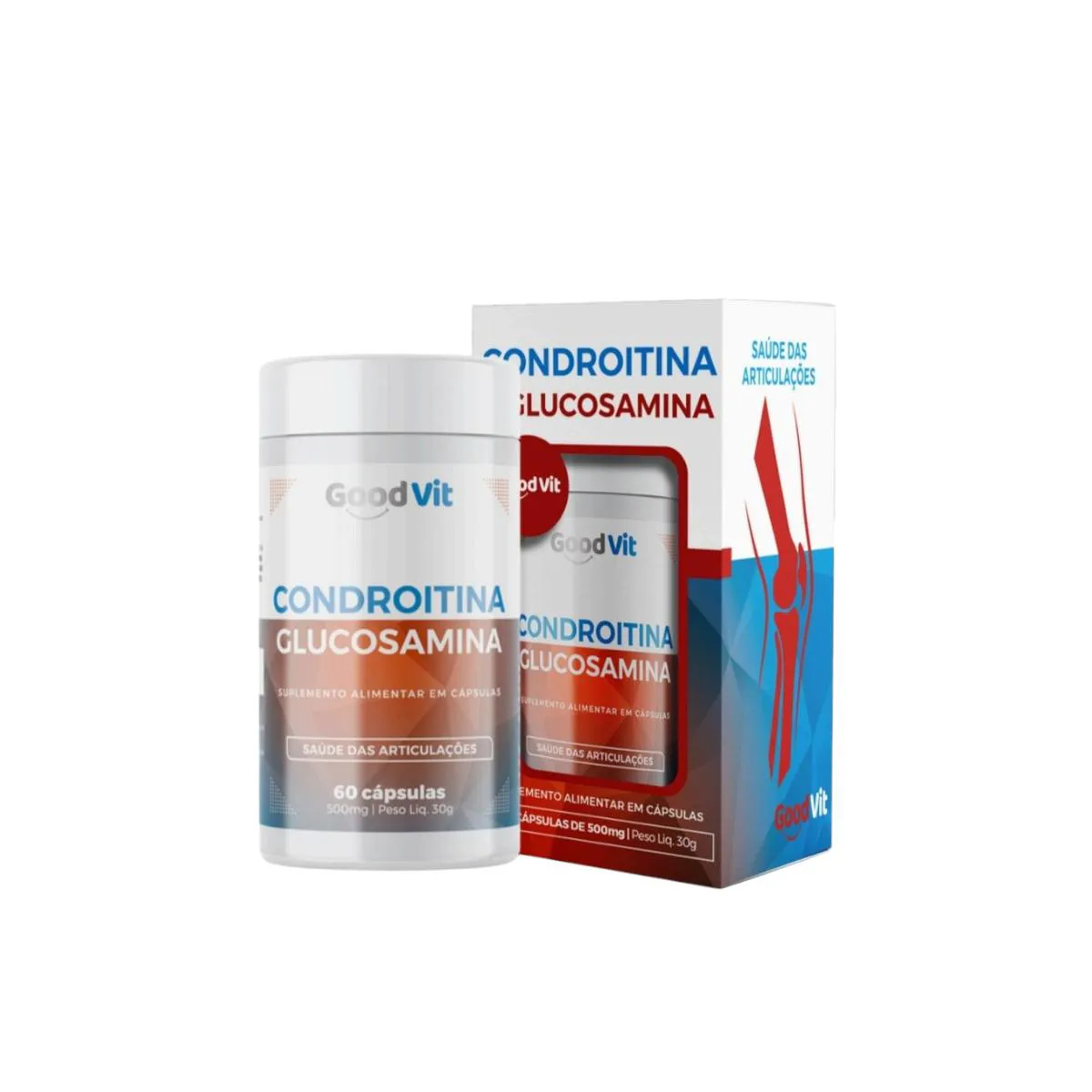 Condroitina e Glucosamina 60 Cápsulas Good Vit Sem Sabor Auxilio das Articulções