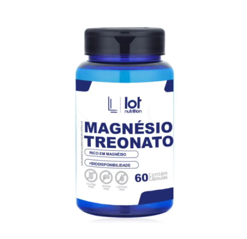 Magnésio Treonato 450mg 60 cápsulas Cérebro Memória Clareza Mental