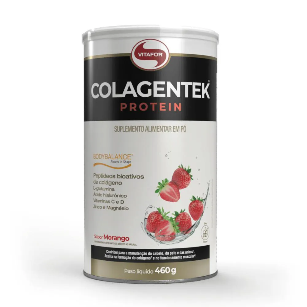 Colagentek Protein 460g Lata Morango Vitafor