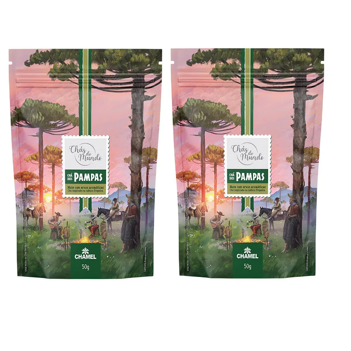 Kit 02 Chás do Mundo Pouch Chá Pampas 50g - Chamel