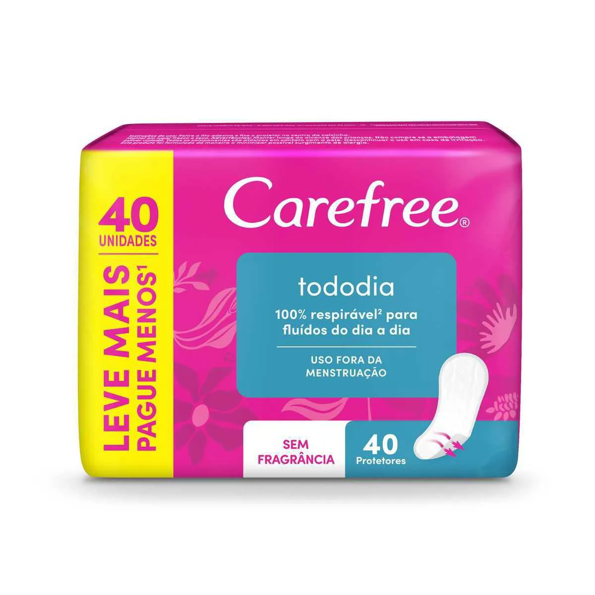 Protetor Diário Carefree Todo Dia Sem Perfume 40 unidades