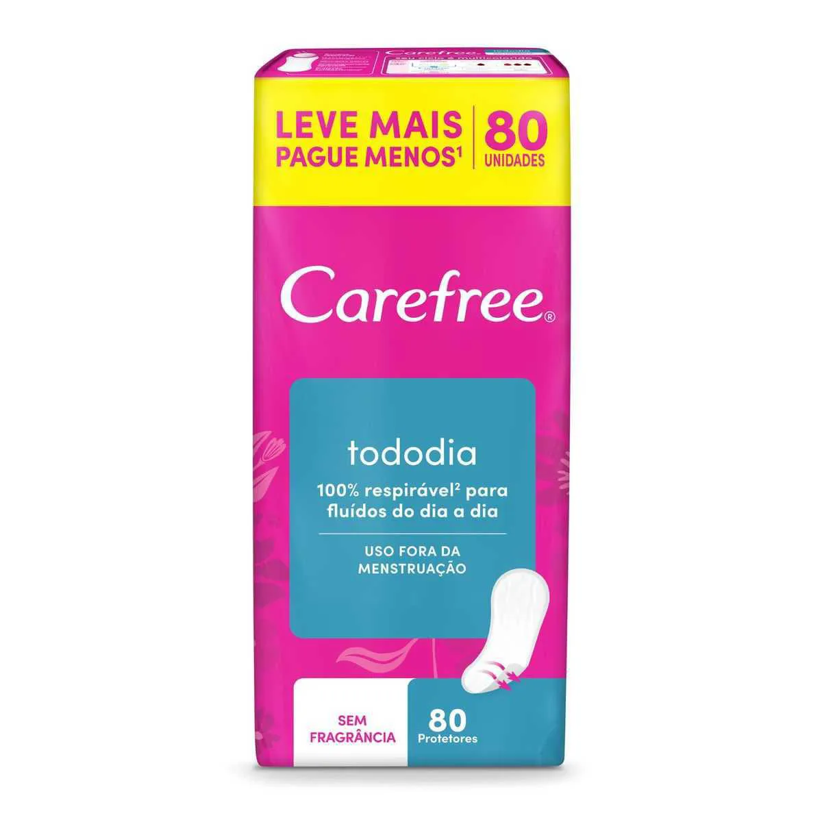Protetor Diário Carefree Tododia Sem Perfume 80 unidades