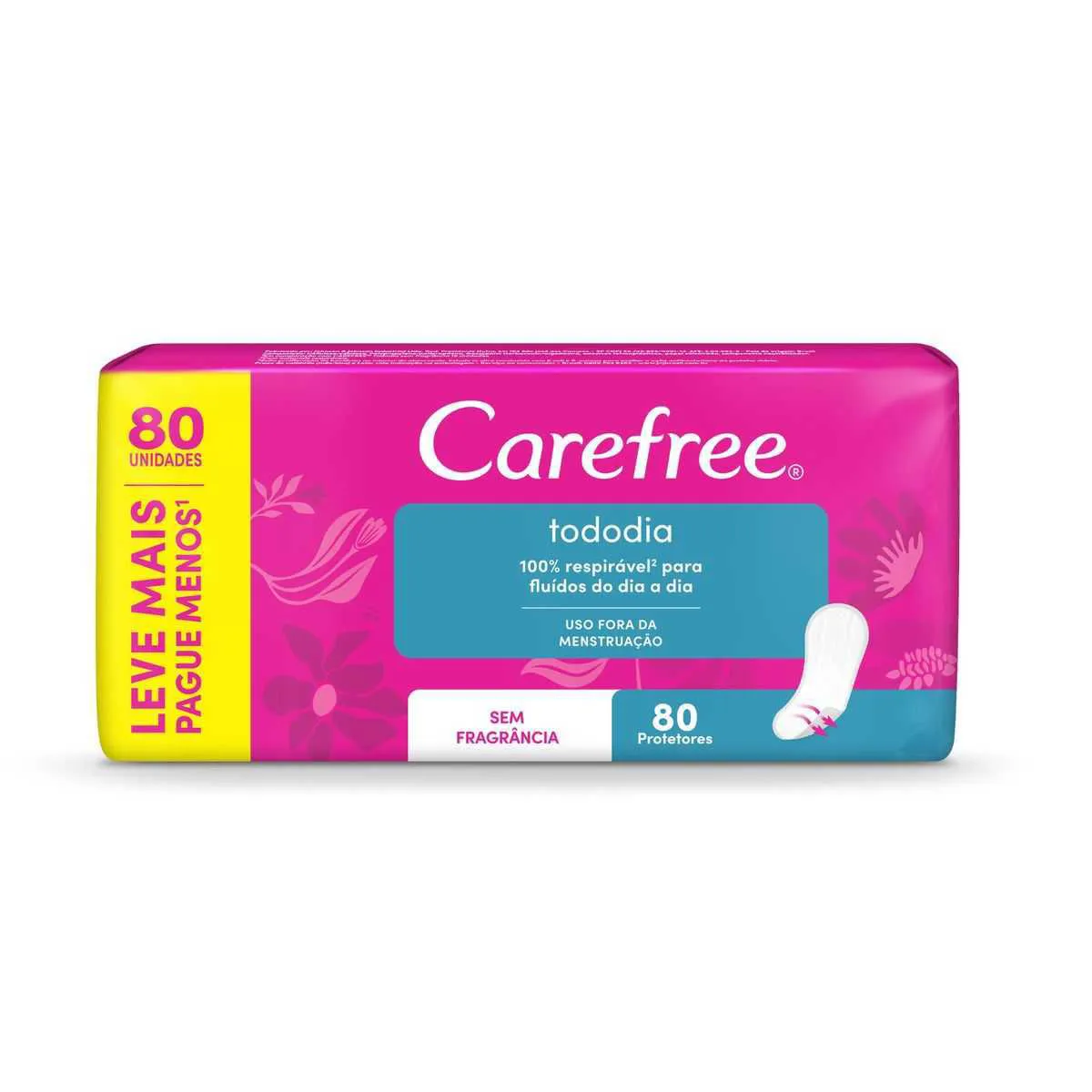 Protetor Diário Carefree Tododia Sem Perfume 80 unidades