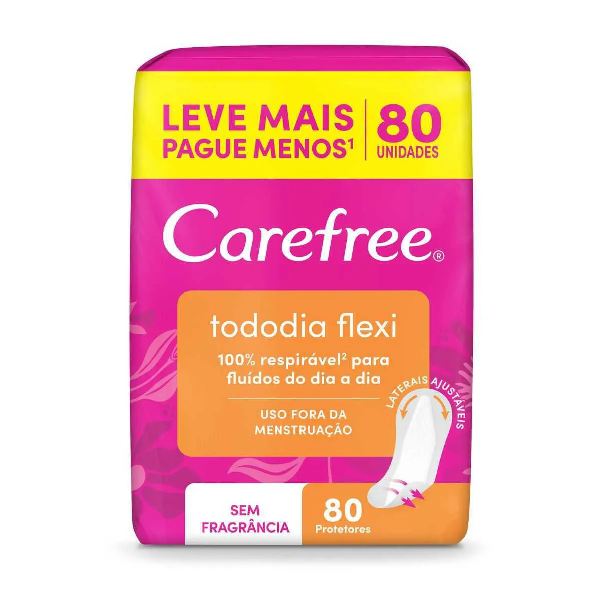 Protetor Diário Carefree Tododia Flexi Sem Perfume com 80 unidades