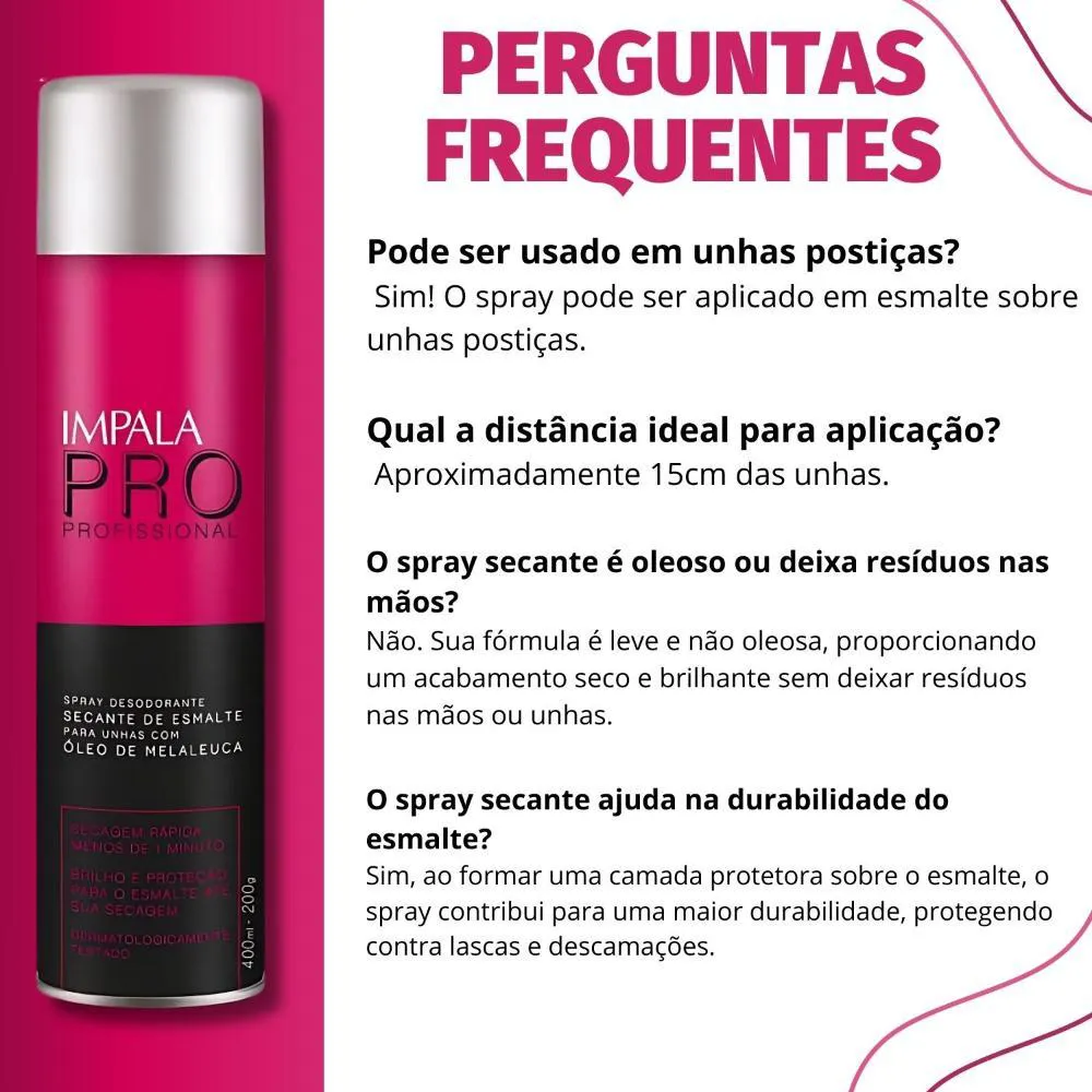 Spray Secante de Esmalte para Unhas com Óleo de Melaleuca Impala Pro 400ml