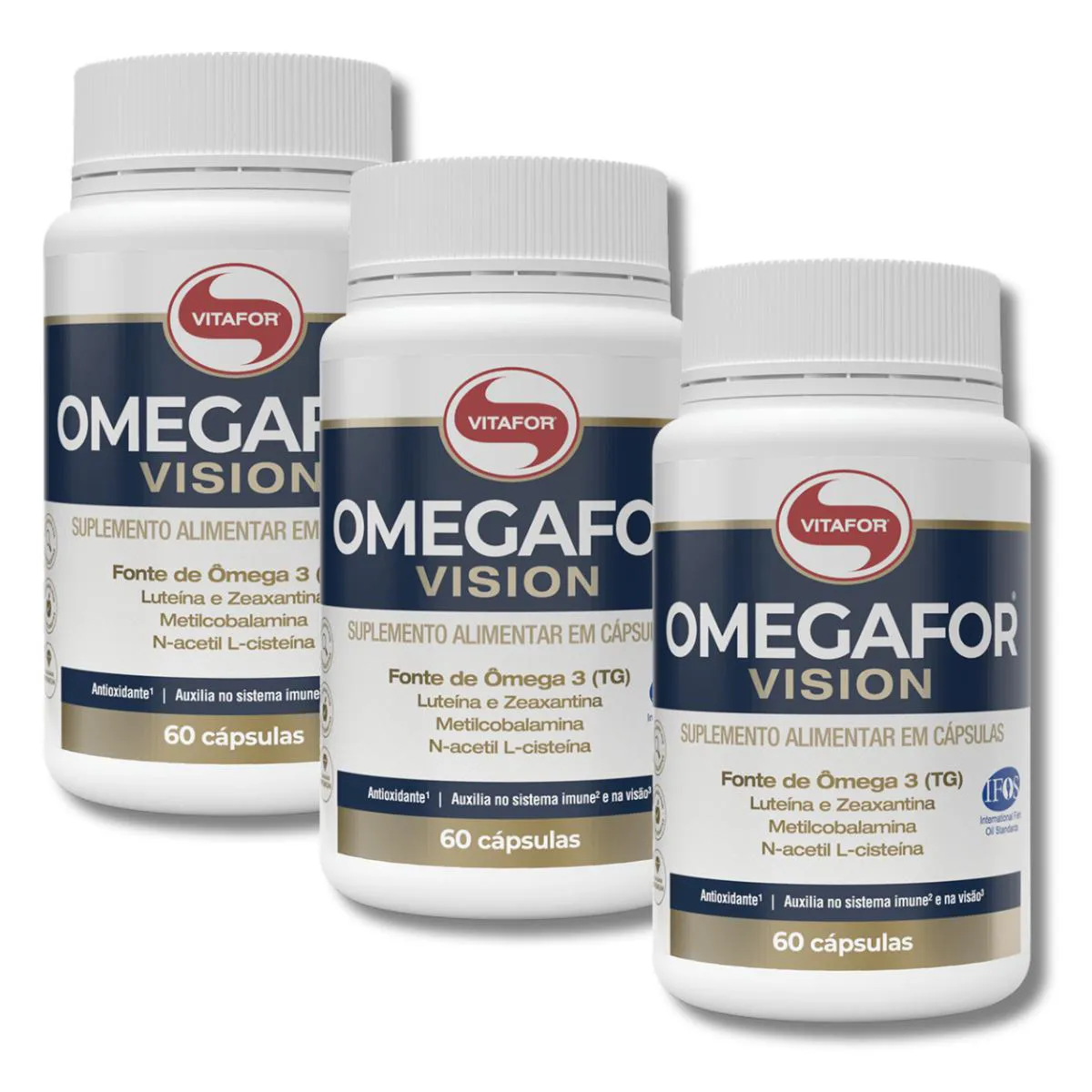 Kit 3 Omegafor Vision 60 cápsulas Ômega 3 Tg Vitafor
