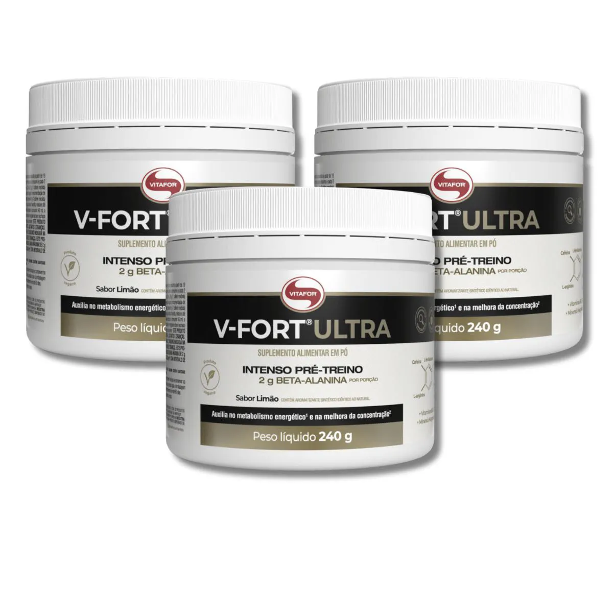 Kit 3 V-Fort Ultra Limão Pote 240G Vitafor