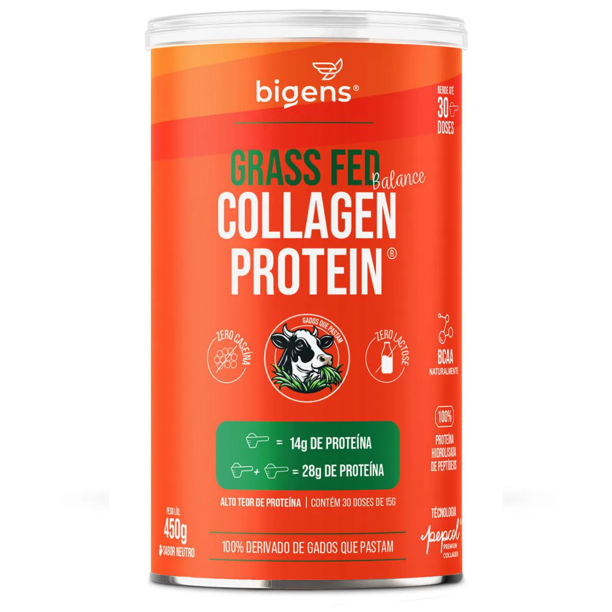 Bigens Grass Fed Balance Collagen Protein 450g Neutro