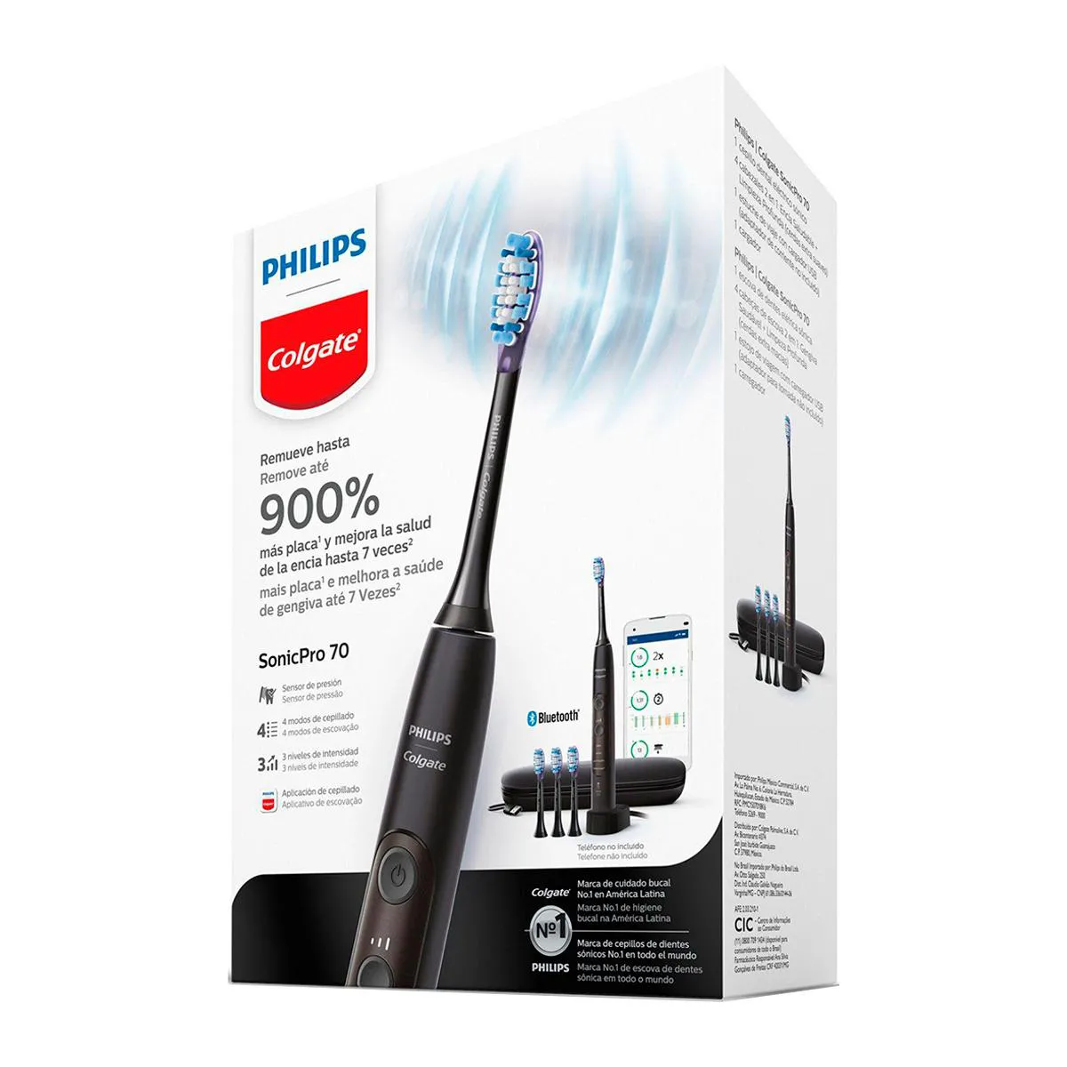 Escova de Dente Elétrica Philips Colgate SonicPro 70 + 3 Regis+ 1 Estojo