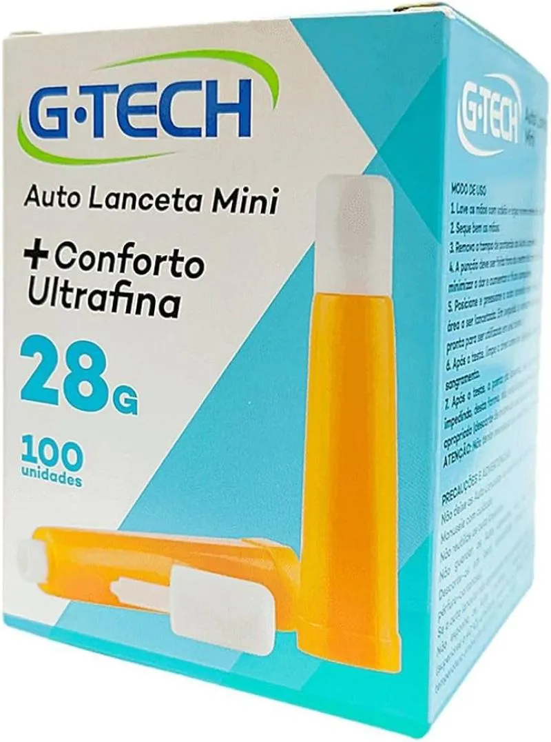 Auto Lanceta Mini G-tech +conforto Ultrafina 28g 100un