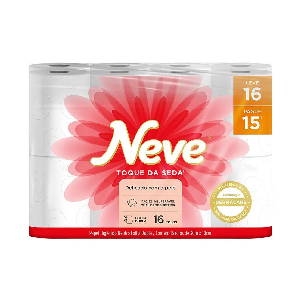 Kit 3 Papel Higiênico Neve Toque de Seda Folha Dupla 16un Cada