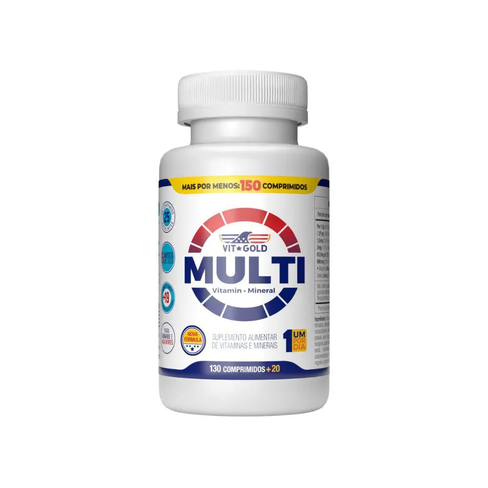 Multivitamínico Multi Vitgold 130 + 20 Comprimidos.
