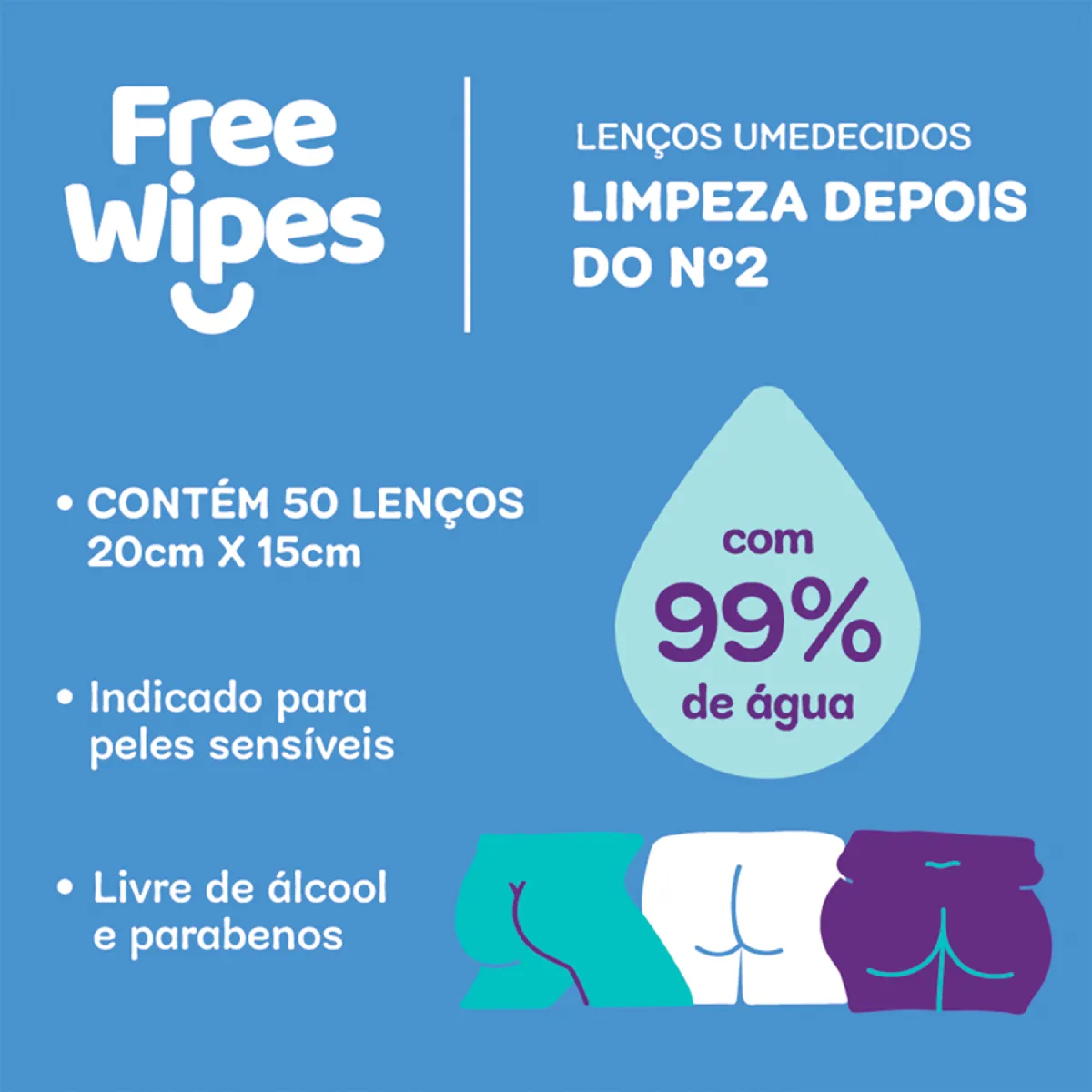 Lenço Umedecido Toilet Free Wipes 4 Unidades