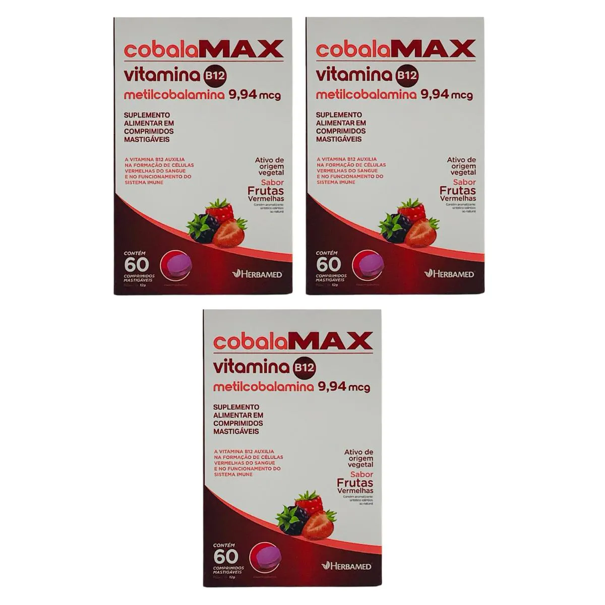 3 Un Vitamina B12 Cobalamax 60 comprimidos Herbamed