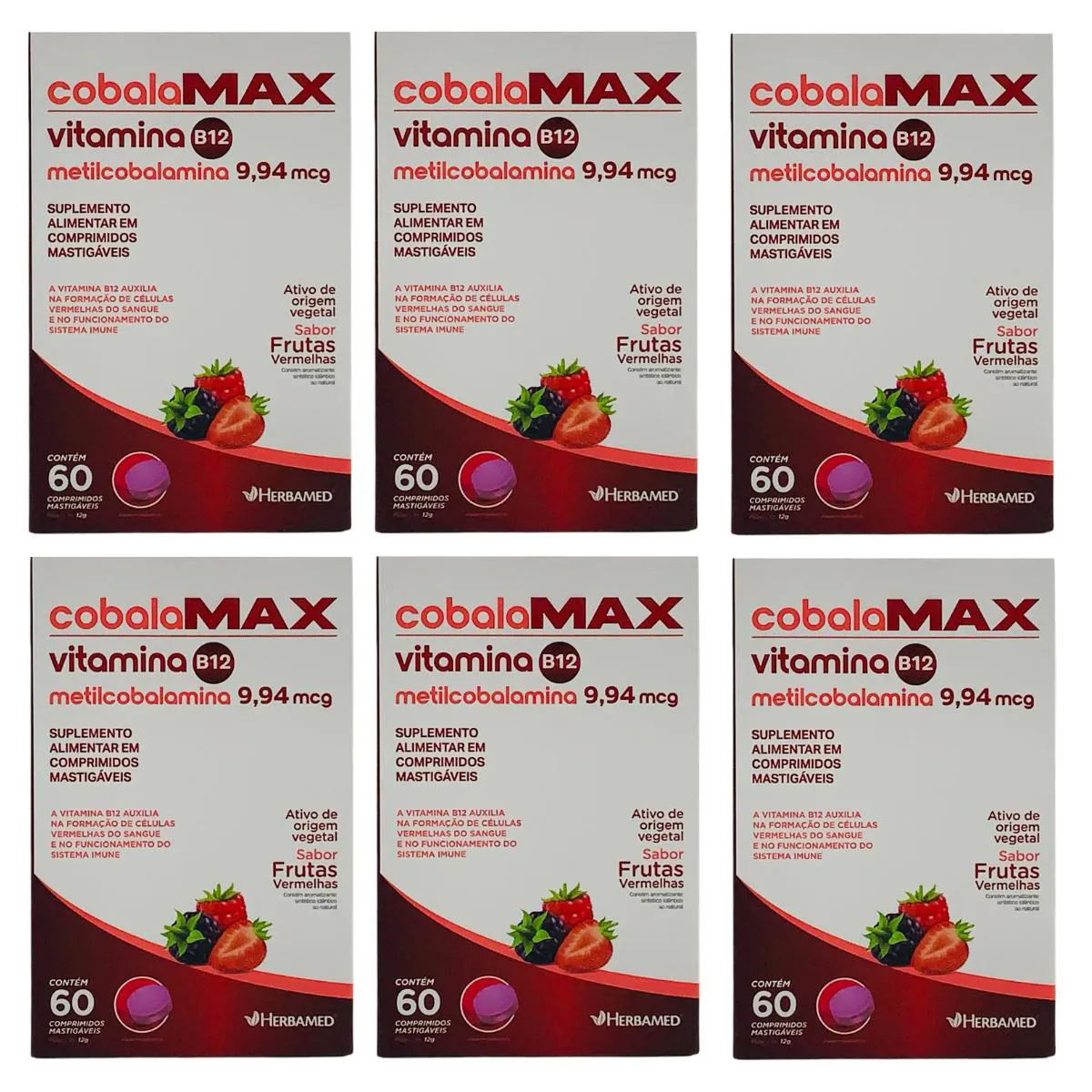 6 Un Vitamina B12 Cobalamax 60 comprimidos Herbamed