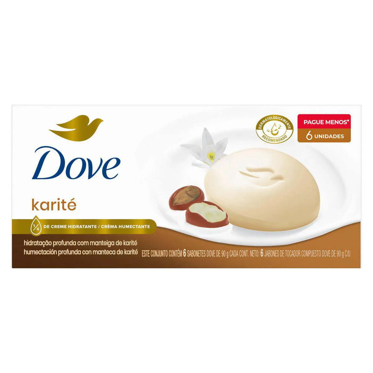 Kit Sabonete em Barra Dove Karité e Baunilha 90g 6 unidades