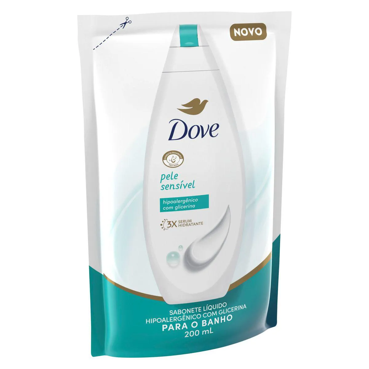 Refil Sabonete Líquido Dove Pele Sensível com Glicerina 200ml