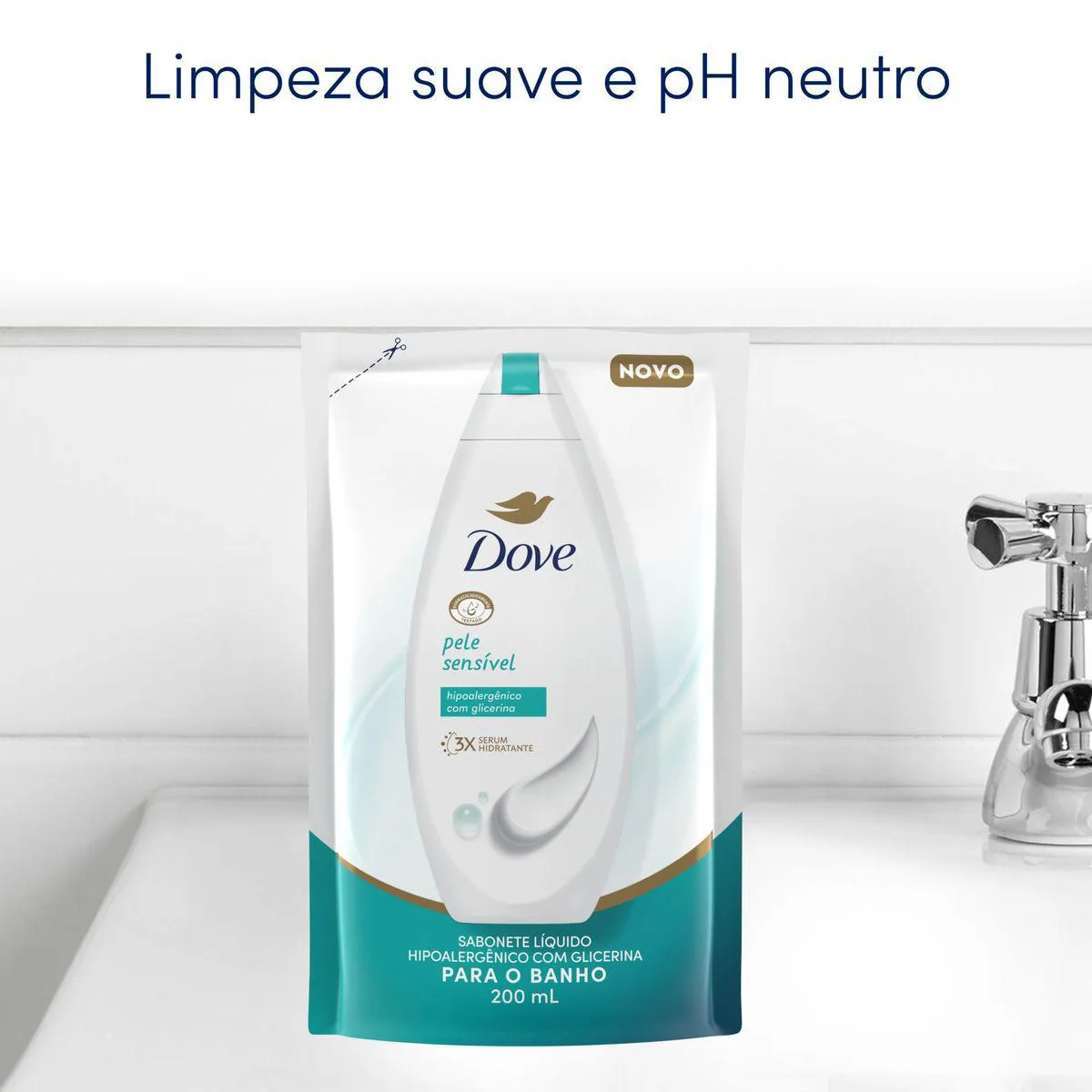 Refil Sabonete Líquido Dove Pele Sensível com Glicerina 200ml