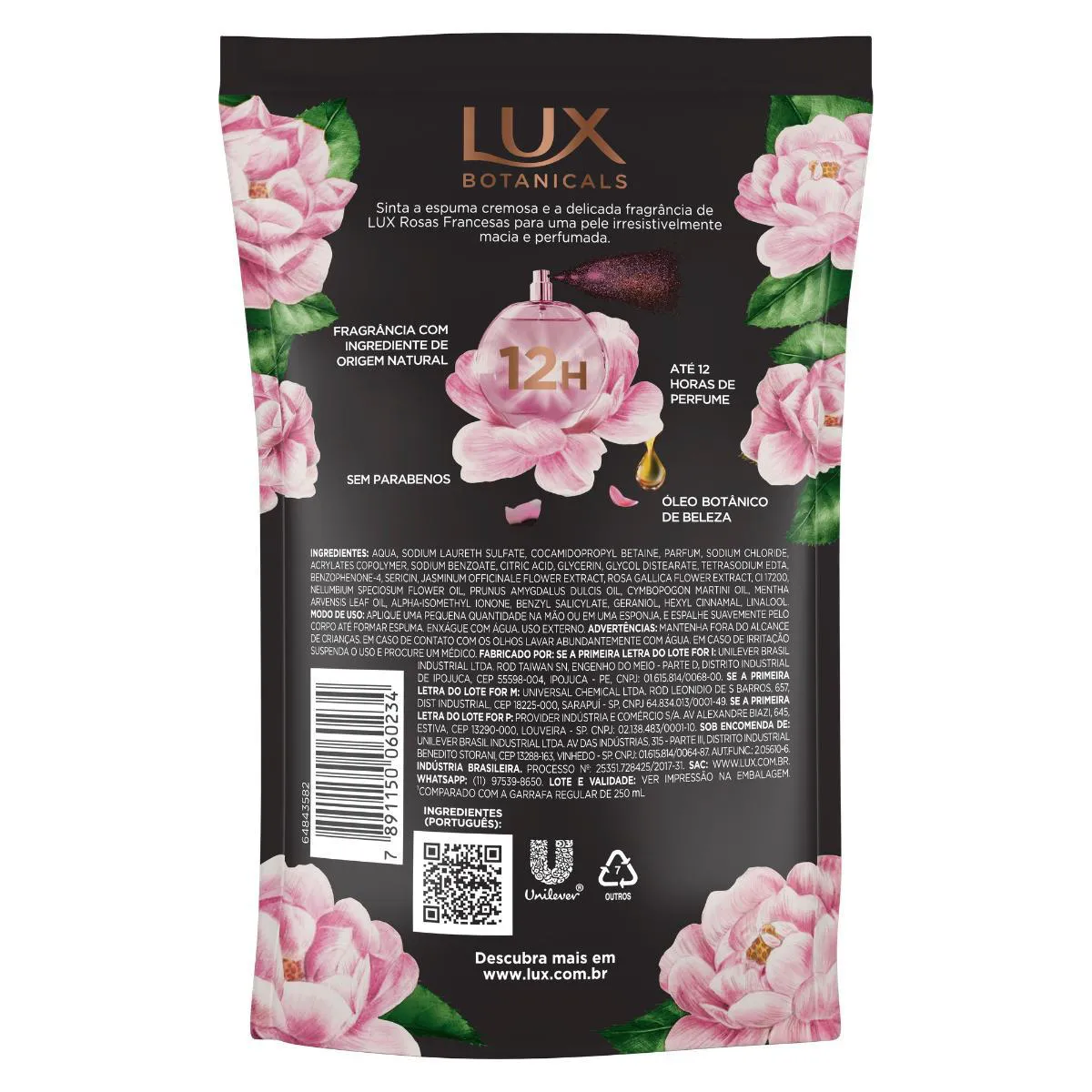 Refil Sabonete Líquido Lux Botanicals Rosas Francesas com 200ml