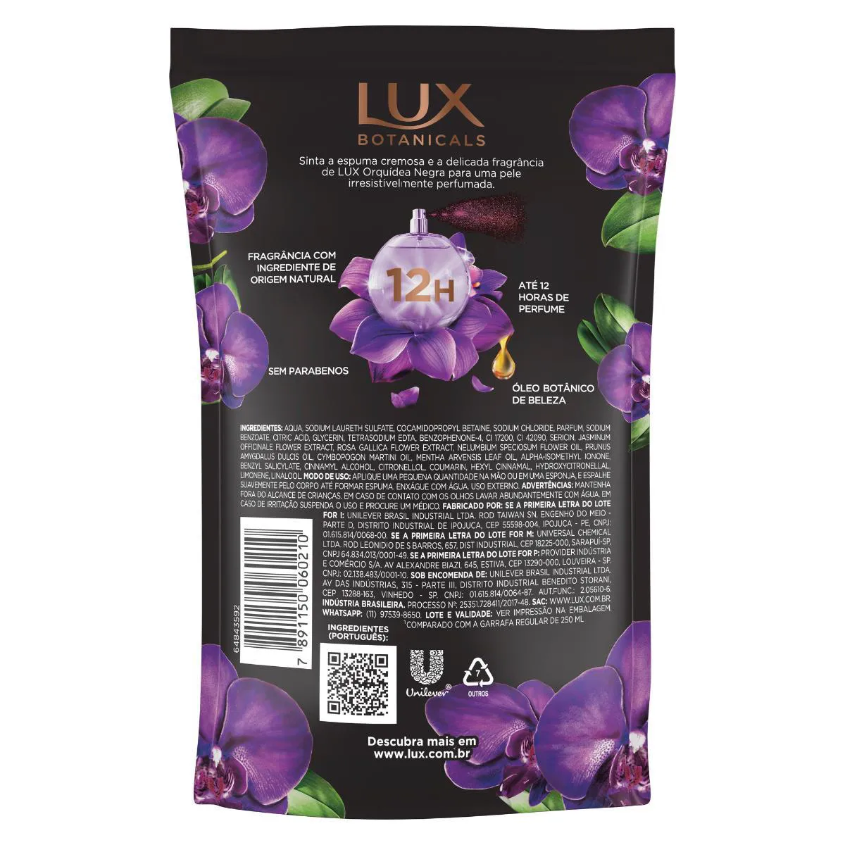 Sabonete Líquido Lux Botanicals Orquídea Negra Refil com 200ml