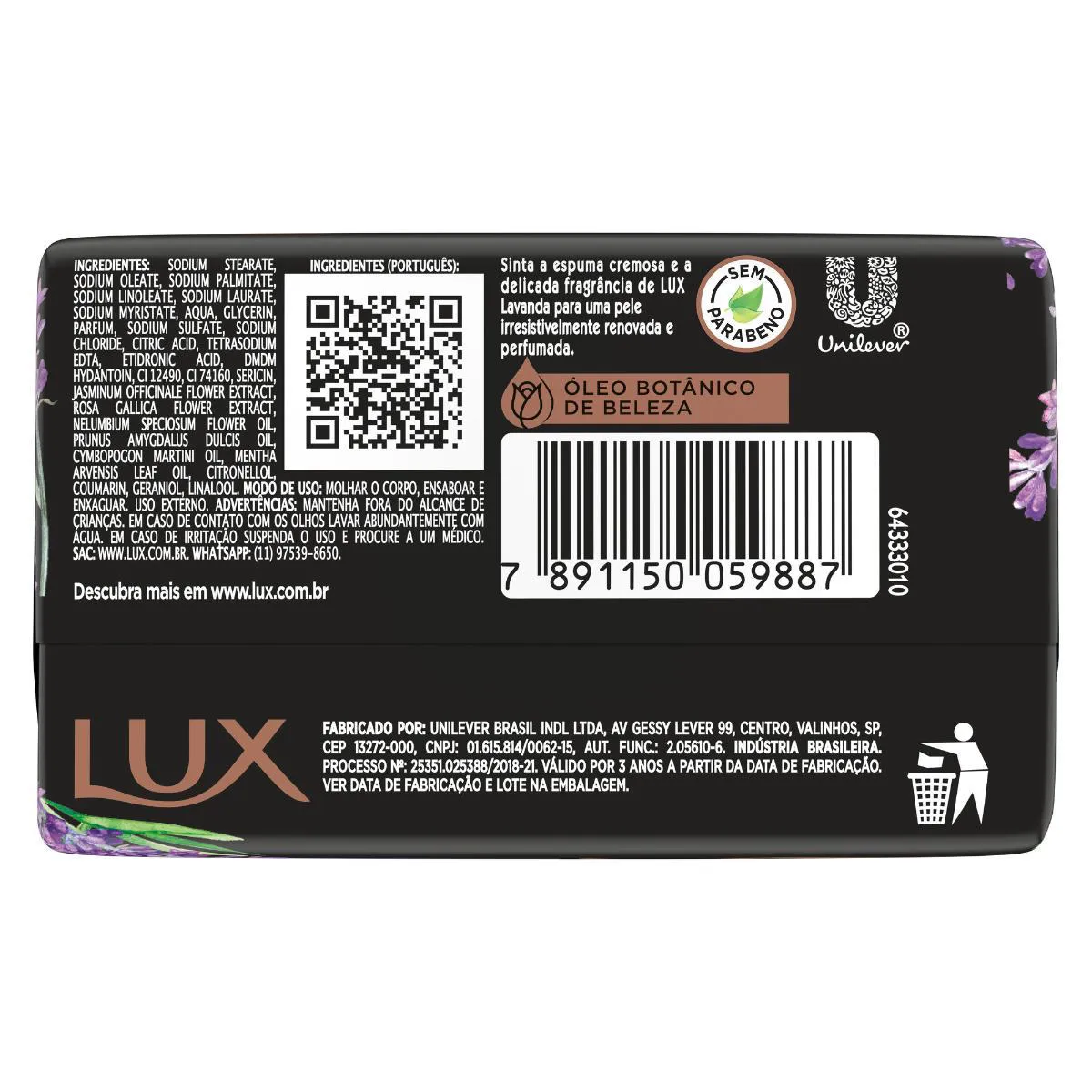 Sabonete em Barra Lux Botanicals Lavanda com 85g