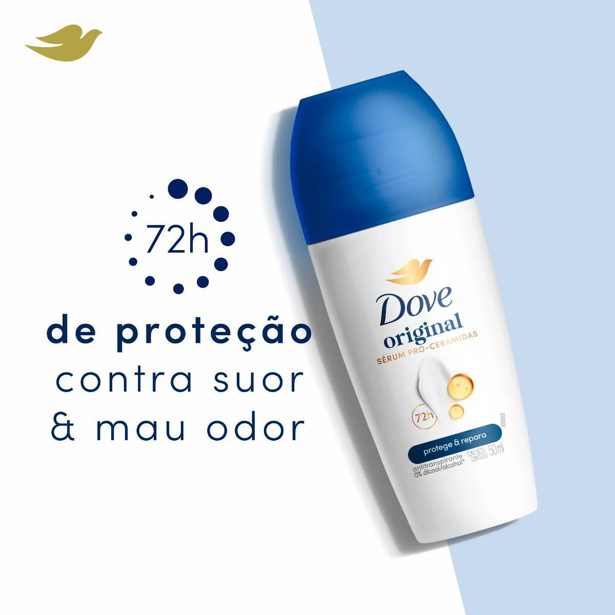 Desodorante Antitranspirante Roll-On Dove Original Feminino Sem Álcool 48h 50ml
