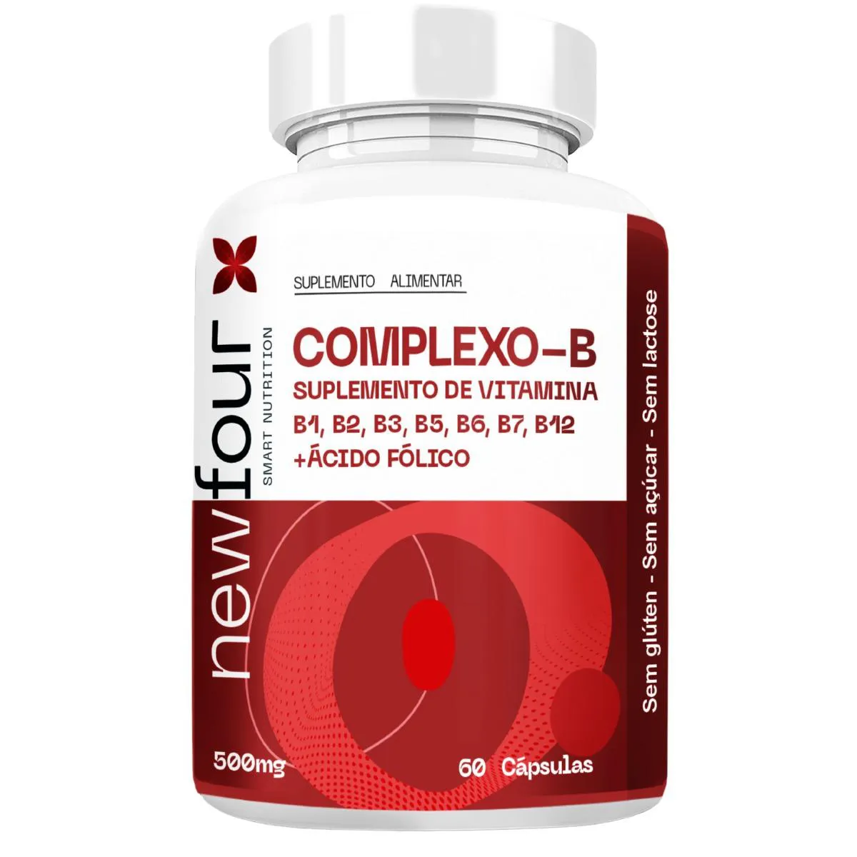 Complexo - B Suplemento de Vitamina B1, B2, B3, B5, B6, B7, B12 + Ácido Fólico 60 cápsulas