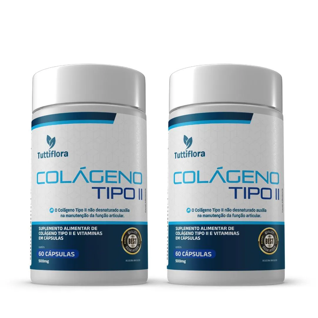Kit 2x Colágeno Tipo 2 500mg 60 cápsulas Tuttiflora