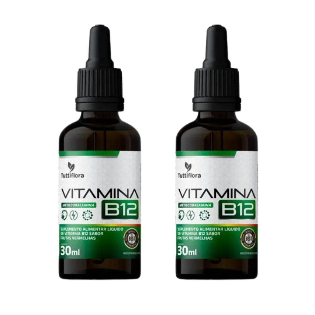 Kit 2x Vitamina B12 (metilcobalamina) Sabor Frutas Vermelhas 30ml Tuttiflora