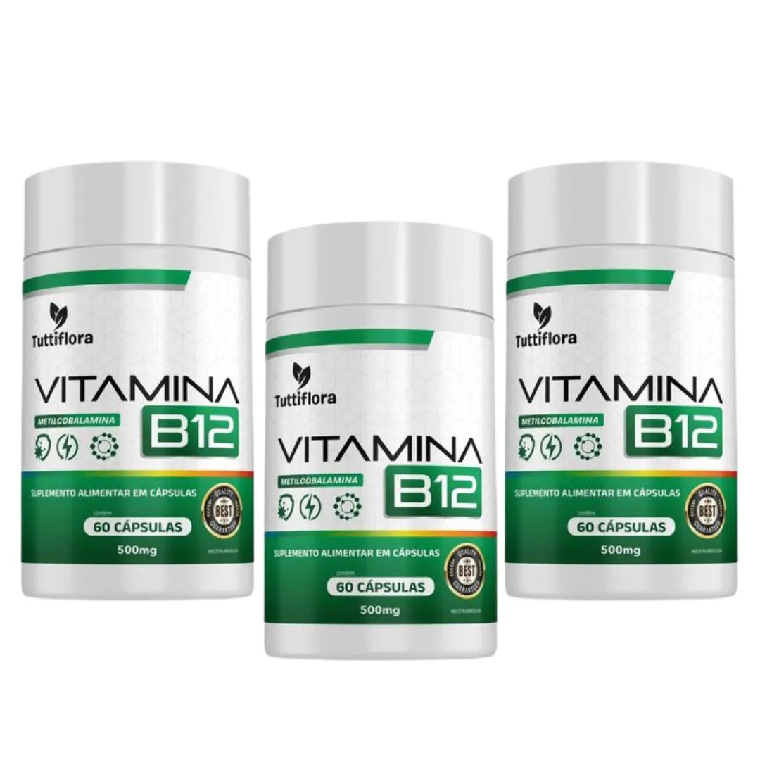 Kit 3x Vitamina B12 (metilcobalamina) 60 cápsulas Tuttiflora