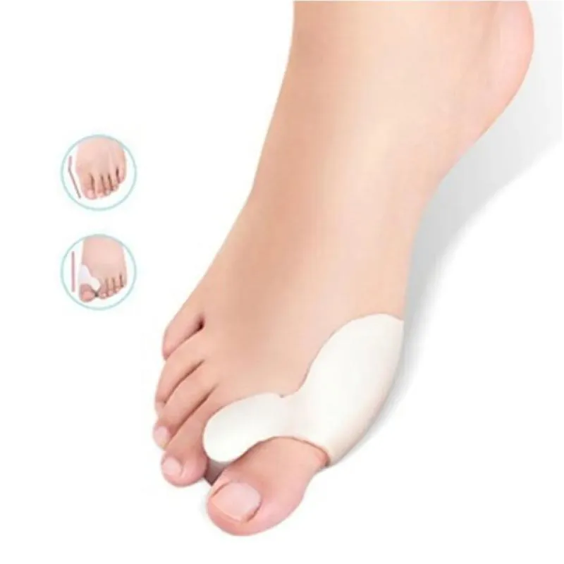 Par Protetor Ortopédico Joanete Alívio de Dor Separador Corretor de Dedos Antiderrapante Silicone Branco