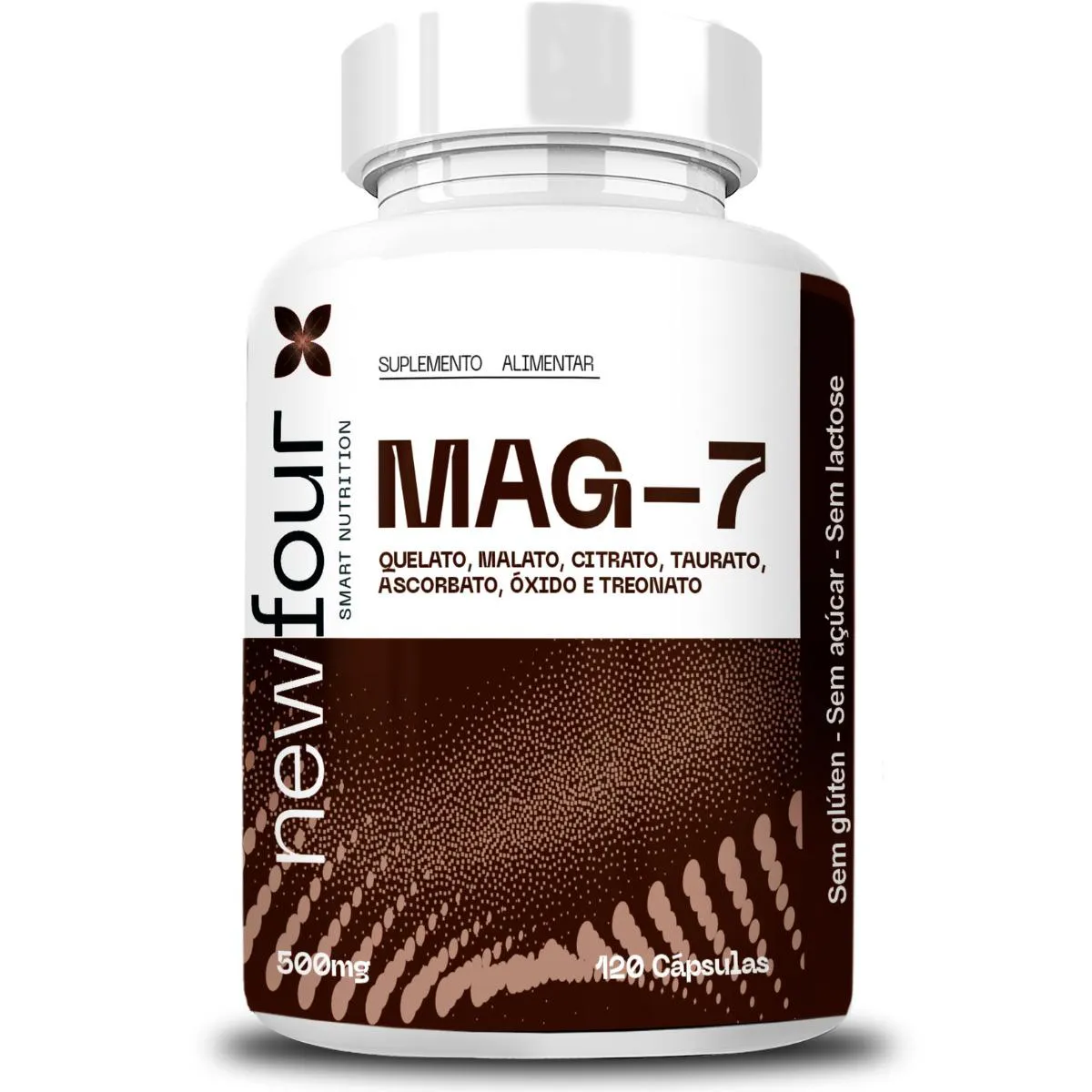 Mag - 7 - Quelato + Malato+ Citrato +taurato + Ascorbato + Oxido e Treonato 120 cápsulas