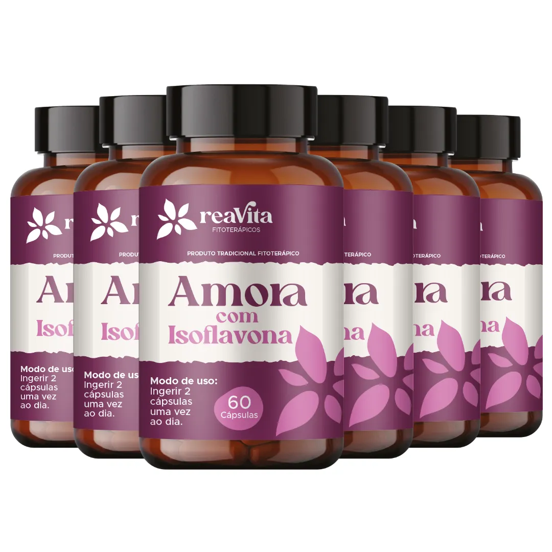 Kit 6 Suplemento Natural Amora Miúra + Isoflavona 500mg 60 Cápsulas