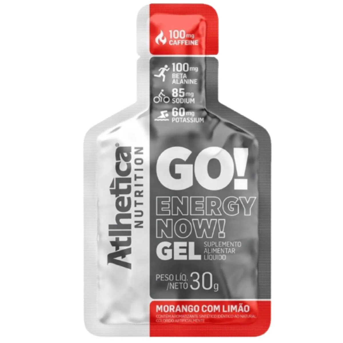 Go! Energy Now Gel - 10 Sachês de 30g Carboidrato com Cafeina Morango com Limao