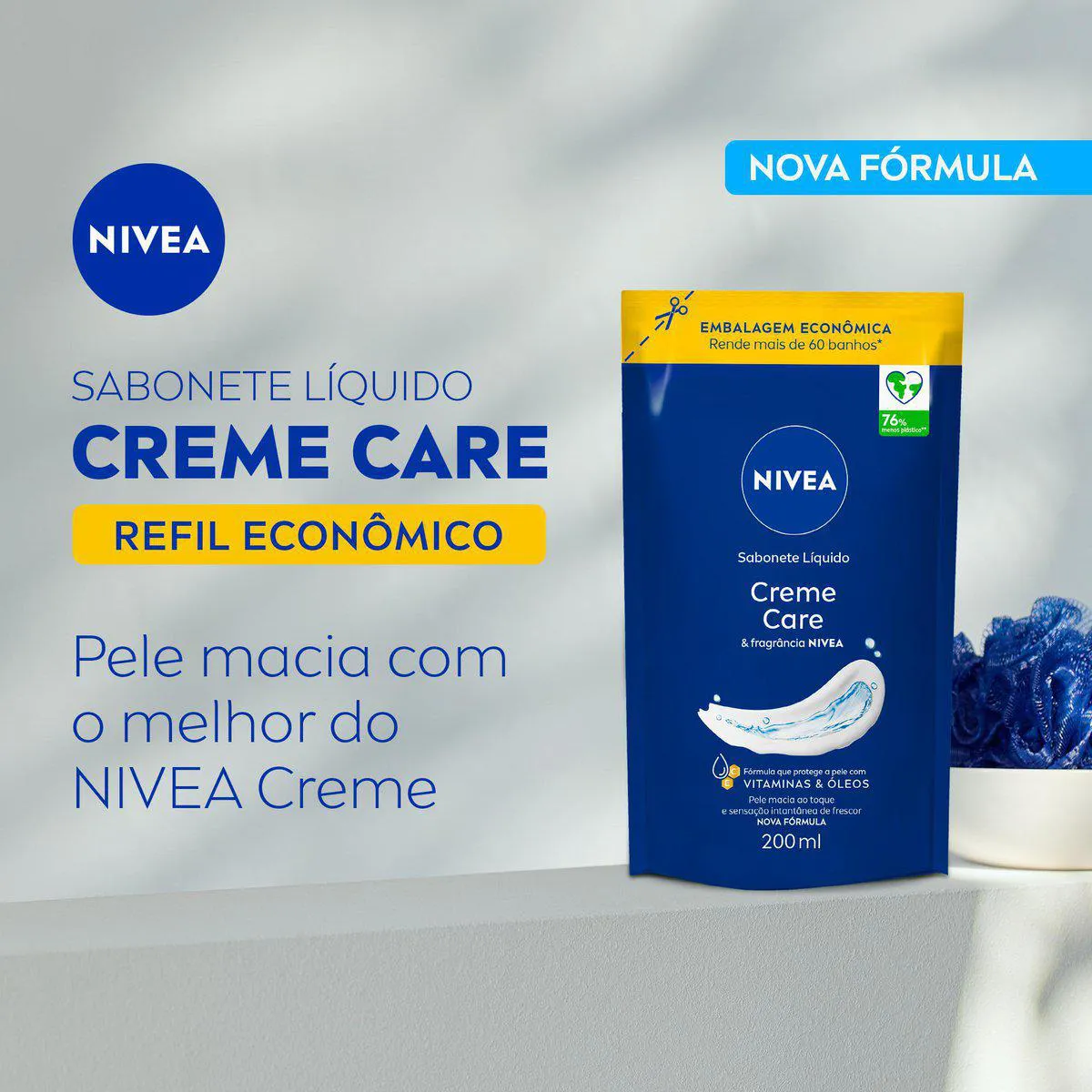 Refil Sabonete Líquido Corporal Nivea Creme Care com 200ml