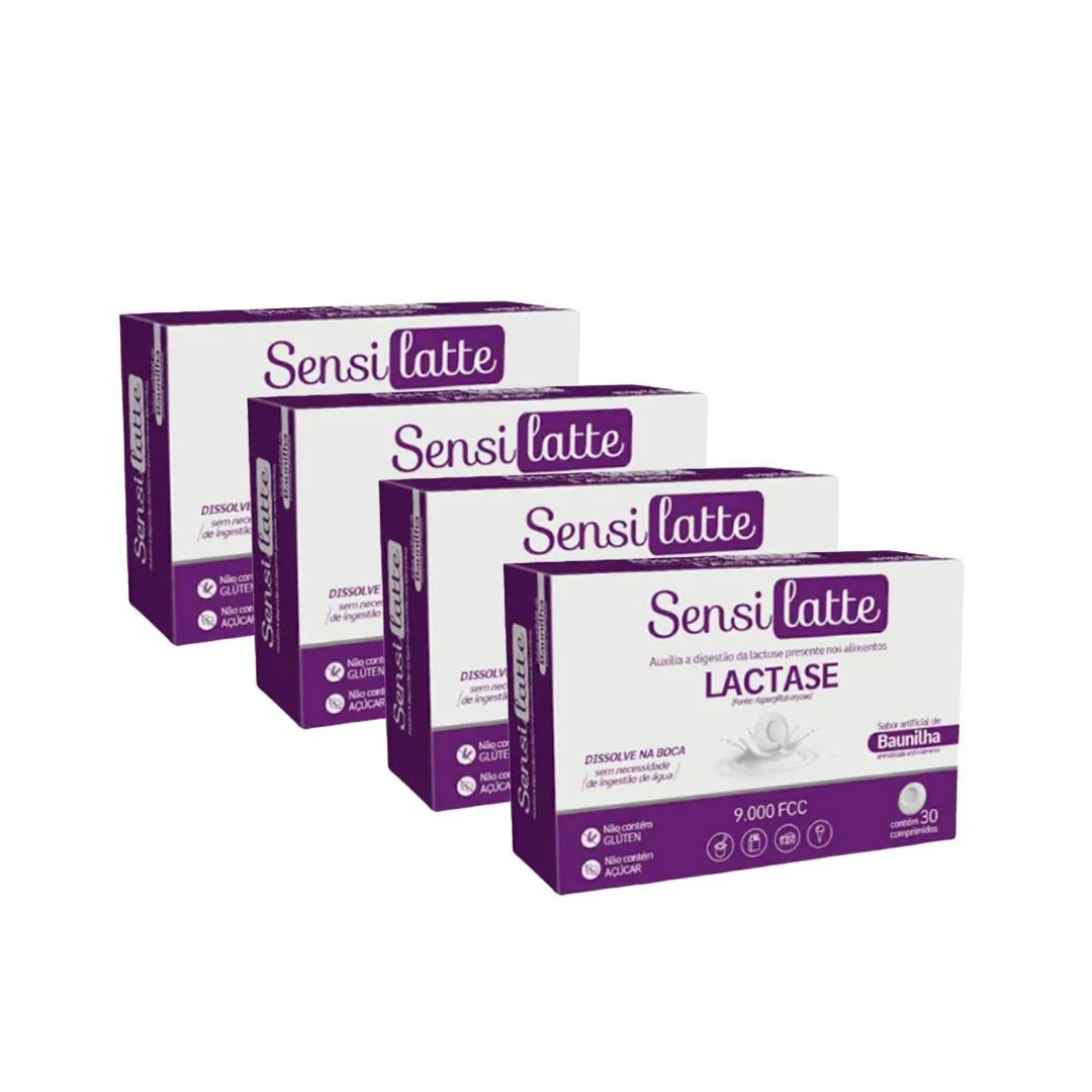 Kit 4 Sensilatte Lactase 9.000 Fcc - 30 cápsulas - Prati Donaduzzi