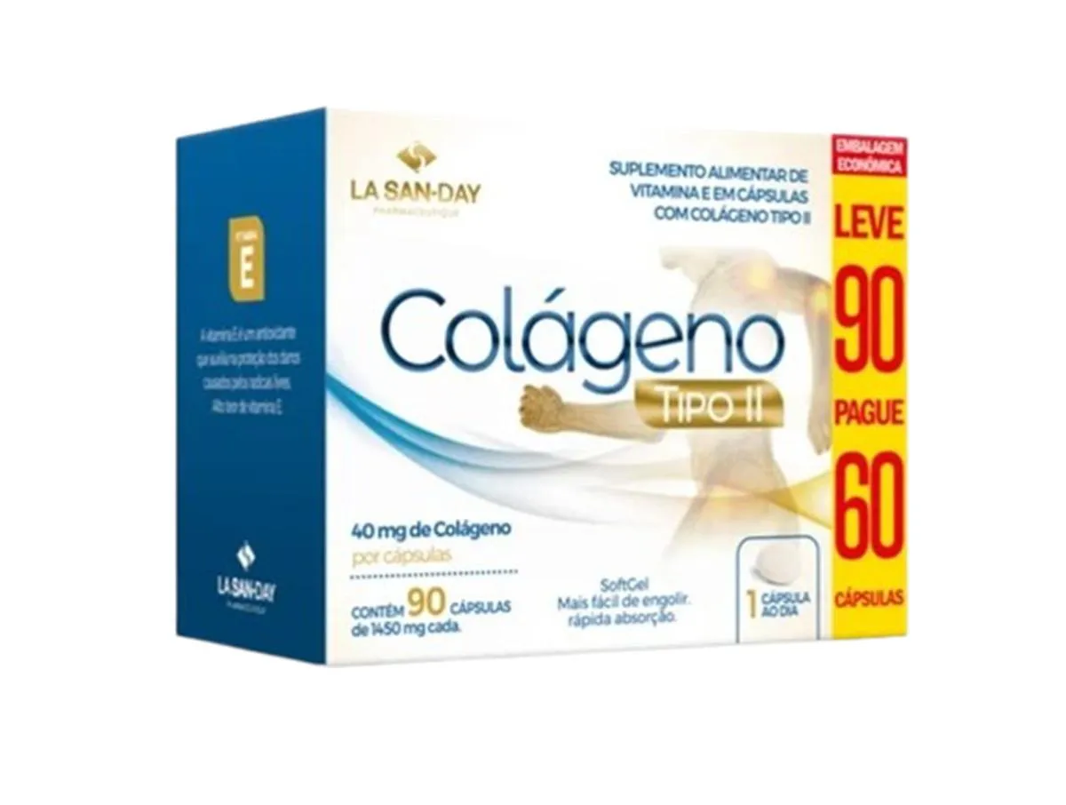 Colágeno Tipo 2 Não Desnaturado - L90p60 cápsulas - La San Day