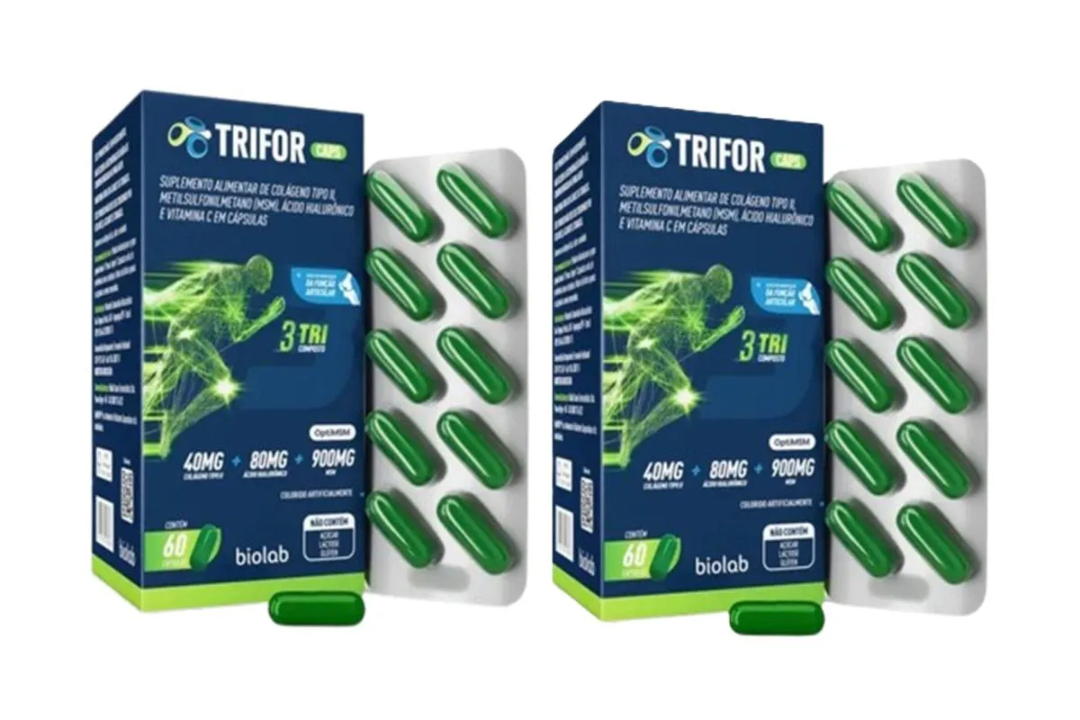 Kit 2 Suplemento Trifor Colágeno Tipo 2 60 cápsulas - Biolab