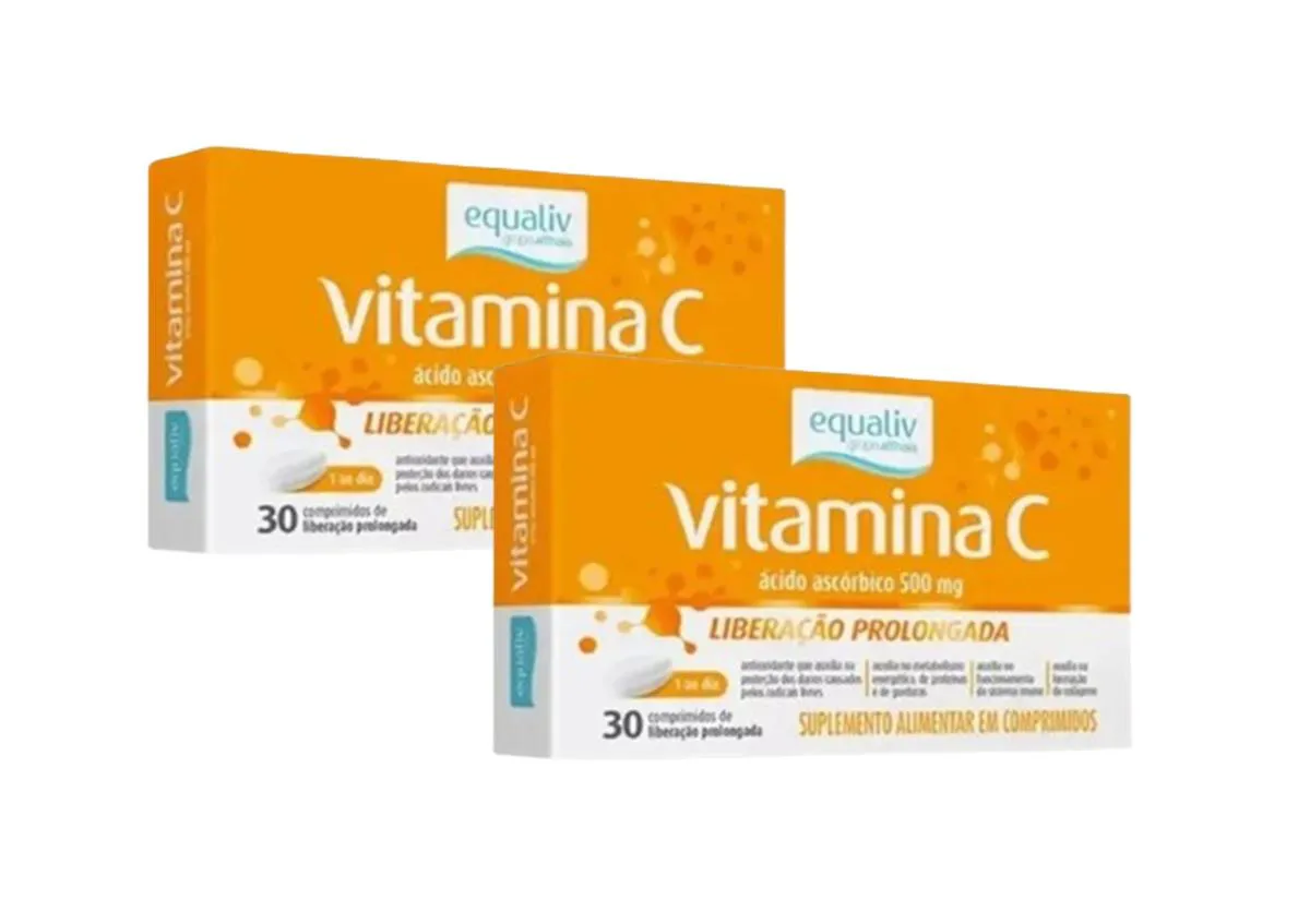 Kit 2 Suplemento Vitamina C Ácido Ascórbico 500mg - Equaliv