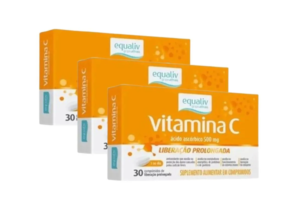 Kit 3 Suplemento Vitamina C Ácido Ascórbico 500mg - Equaliv
