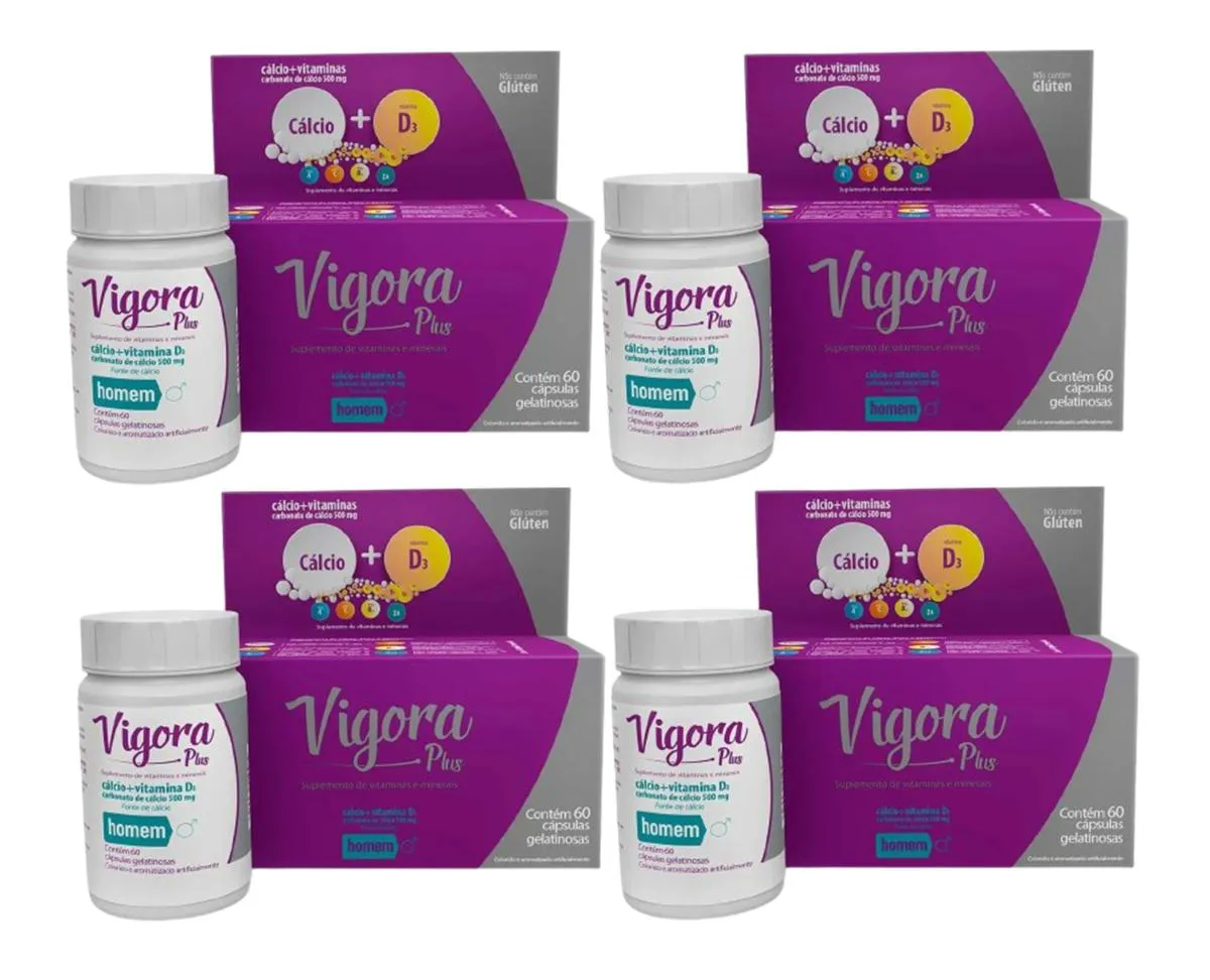 Vigora Plus Homem Cálcio Calcium +vit D3 ( Kit 4x60=240cp )