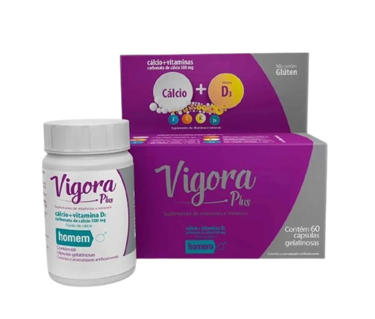 Vigora Plus Homem Cálcio Calcium +vit D3 C/ 60 cápsulas
