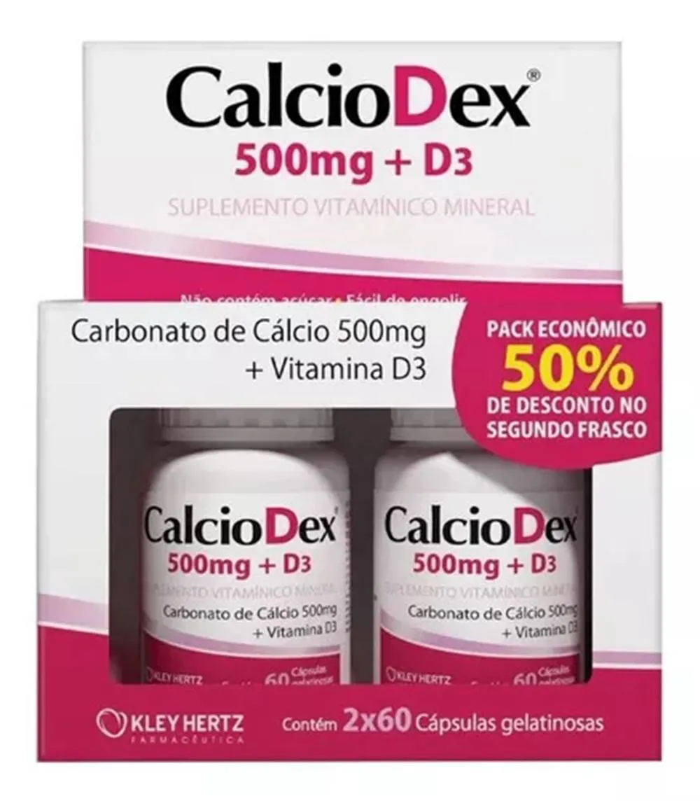 SUPLEMENTO KIT CALCIODEX 500MG + D 120 CáPSULAS - KLEY HERTZ