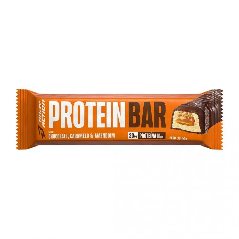 Protein Bar (55g) - Sabor: Chocolate, Caramelo e Amendoim