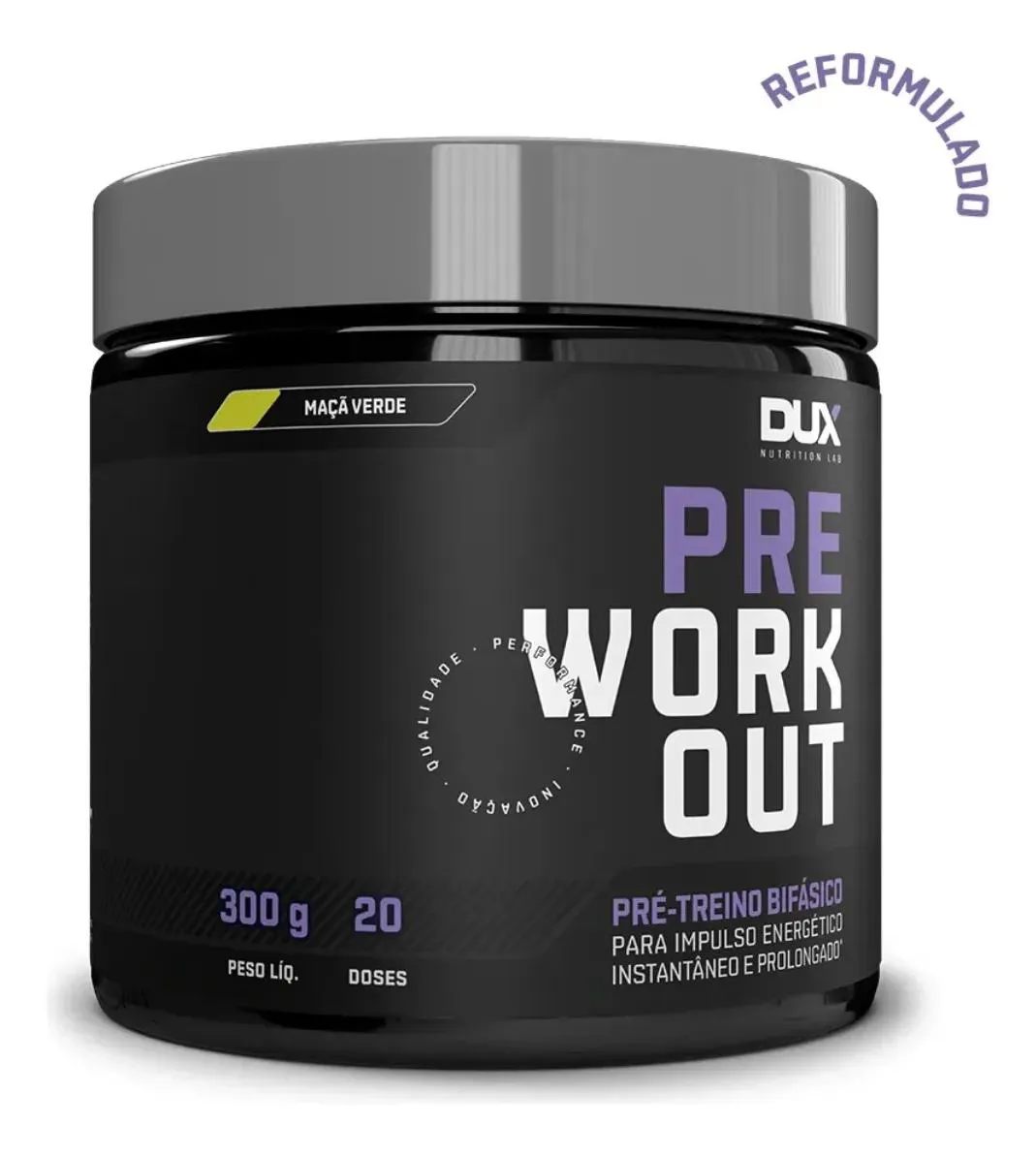 Pre Workout Original Sabor Maça Verde Pote 300g Dux
