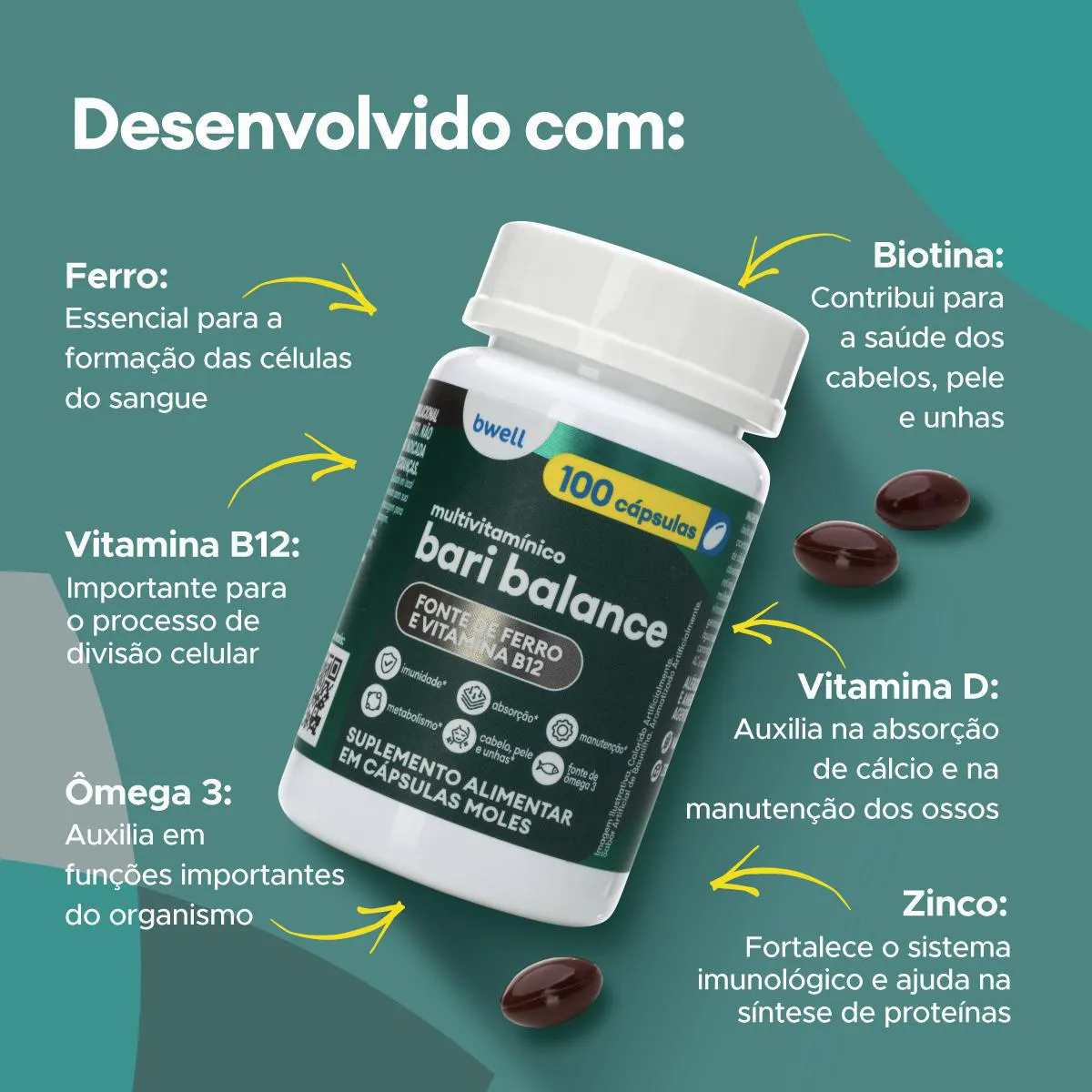 Polivitamínico Bariátrico Bwell Bari Balance 100 Cápsulas