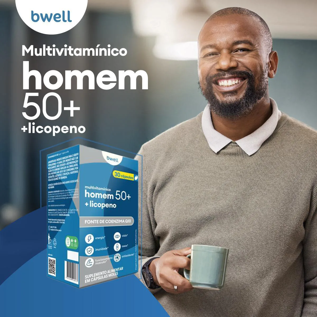 Polivitamínico bwell Homem Senior 50+ 30 Cápsulas