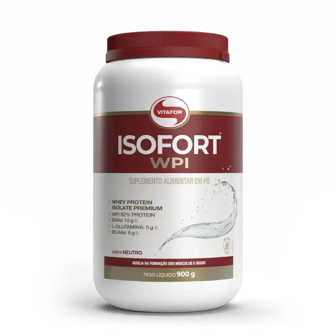Whey Protein Isolado Isofort Sabor Neutro Pote 900g Vitafor