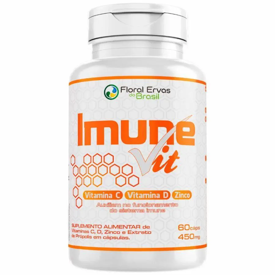 Imune Vit (vitamina C, D e Zinco) 450mg 60 cápsulas - Floral Ervas