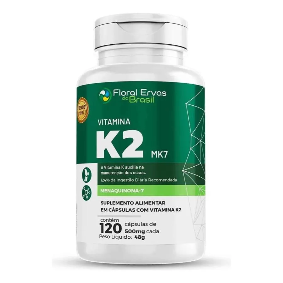 VITAMINA K2 MK7 500MG 120 CáPSULAS - FLORAL ERVAS